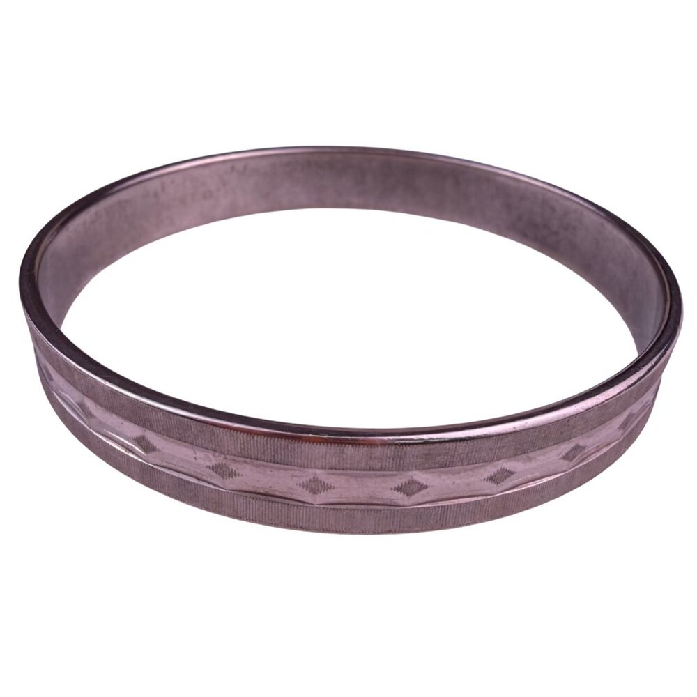Monet Womens Silver Tone Metal Diamond-Patterned Bangle Bracelet